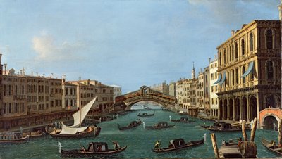 View of the Grand Canal from the South, the Palazzo Foscari to the right and the Rialto Bridge beyond by Giovanni Antonio Canal